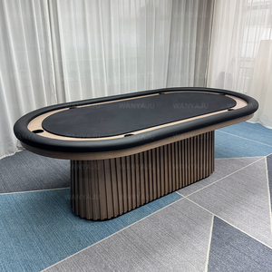 Mesa de Póker de Madera de Roble Macizo de Alta Calidad para Sala de Estar de Villa, Mesa de Ajedrez y Cartas con Cuero Negro y Portavasos de Acero - Product Image 4
