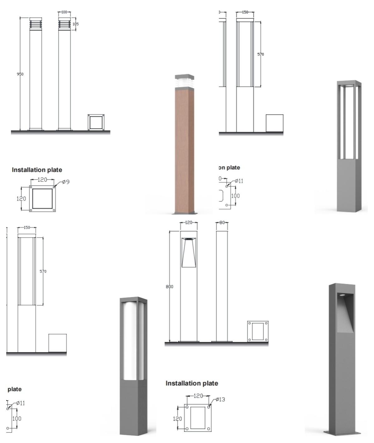 New Arrival Modern Outdoor Bollard Lamp Walkway Pathway Lantern Villa Wholesale Exclusive Modern Outdoor Bollard Lamp Pathway