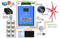 Contrôleur de charge hybride éolien et solaire MPPT 1000W, 600W éolien et 200W solaire, 12V 24V 48V avec Bluetooth