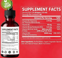 Gouttes liquides de vitamine B12 60 ml saveur framboise avec vitamine B6+B1 etc. Soutien multivitaminé pour la récupération énergétique, la santé du cerveau et du cœur