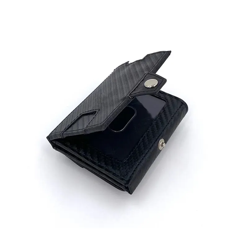 Carbon Fiber Leather Men's Wallet External Coin Purse Multi-card Folding Small Wallet Easy To Carry Travel Customized Brand