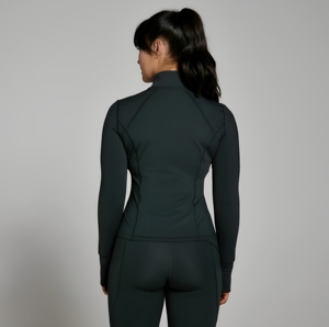 Full Sleeve Stand Neck Zipper Front Solid Color Yoga Top Active Stretch Seamless Sportwear Women's <b>Workout</b> <b>Jacket</b> - Product Image 3