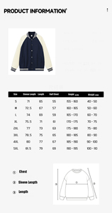 Chaqueta Universitaria Unisex de Corte Ajustado, 320 g/m², Cierre de Botones, Diseño de Costuras, Logotipo Bordado, Chaquetas Universitarias Holgadas - Product Image 4