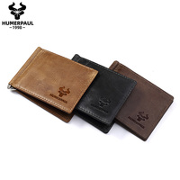 Dompet Lipat Vintage Asli Berkualitas Tinggi Modern Lembut RFID Kulit Sapi Crazy Grain Unisex  Poliester