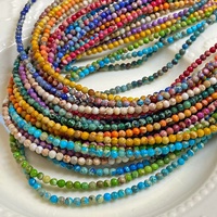 Perles Rondes Multicolores Naturelles en Pierre d'Empereur 3mm, Petites Perles Fines Colorées Turquoise pour Bracelet et Collier DIY, Vente en Gros