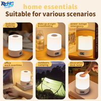 Veilleuse LED télécommandée avec horloge, affichage du niveau de batterie, température à trois couleurs, rechargeable par USB, lampe de chevet 1200mA
