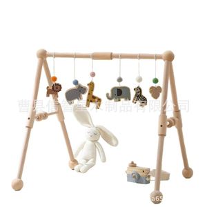 Wooden baby gym, baby grasping crochet <b>rainbow</b> pendant toy, solid <b>wood</b> newborn exercise gym. - Product Image 1