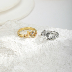 Butterfly <b>Adjustable</b> <b>Ring</b> Silver Gold Pave Setting Women's Fashion Jewelry Gift - Product Image 3