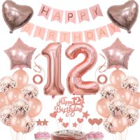 Kit de Décoration de Fête d'Anniversaire Or Rose 11/12/13 Ans – Ballons Chiffres en Aluminium pour Scène Festive
