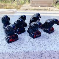 Prix usine en gros sculpté à la main en obsidienne naturelle corbeaux Figurines d'oiseaux en cristal pour la décoration de la maison