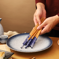 Ensemble de baguettes réutilisables hexagonales de style japonais Kayi de qualité supérieure dans un coffret cadeau, stock prêt pour l'exportation et le dropshipping, motif imprimé