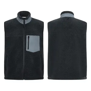 Custom High smock collar patch pocket sherpa Fleece Vest for men