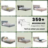 OKF Italienisches Luxus-Minimalistisches Queensize-Bettset Vollständig Massivholzrahmen Verstellbar Rosé-Rotes Echtleder Romantisches Schlafzimmermöbel