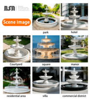 Fontaine de jardin en marbre à double couche de style européen BSA, sculptée à la main en pierre naturelle, pour villa, hôtel, cour.