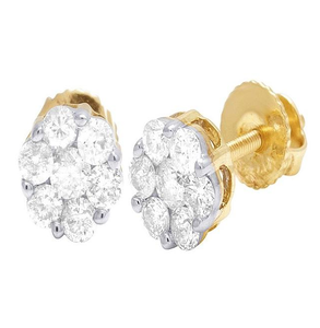 Exclusive <b>Silver</b> Round Cut Lab Grown Diamond <b>Stud</b> Earrings in 10K Gold Fine Jewelry for Wedding Luxury Events - Product Image 1