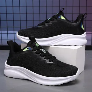 2024 Zapatos Novos tênis esportivos voadores de tecido para corrida com almofada de ar para mulheres e homens, tênis estilo caminhada respirável