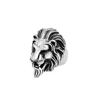 Bague rétro en titane et acier pour homme avec tête de lion en or Bijoux en acier inoxydable 316L de style Hip Hop pour cadeau