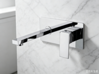 Robinet de lavabo mural encastré moderne en acier inoxydable chromé, à poignée unique, pour hôtel et salle de bain