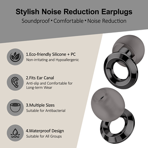 Bouchons <span class=keywords><strong>d</strong></span>'oreilles en silicone personnalisés avec logo, réduction du bruit de 23 dB, pour le voyage, le cyclisme, le camping, réutilisables, prêts à être expédiés - Product Image 3