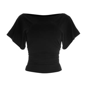 Viviblook Y26TP061 Camiseta de Verano para Mujer, Cuello Redondo, Color Sólido, Plisada, Manga Corta, Informal - Product Image 4