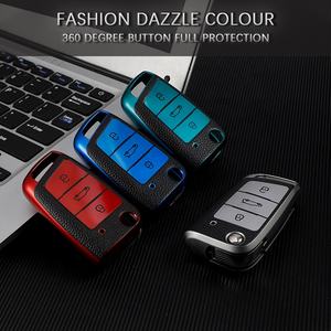 Porte-clés de voiture en cuir TPU pliable, étui télécommande pour Golf 7 MK7, <span class=keywords><strong>Seat</strong></span>, Ibiza <span class=keywords><strong>Leon</strong></span> FR <span class=keywords><strong>2</strong></span>, Altea, Aztec, Skoda Octavia A7 - Product Image 3