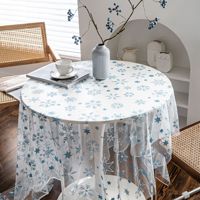 Nappe en dentelle brodée florale faite à la main, chemin de table rond ou carré en tulle brodé vintage pour mariages, fêtes