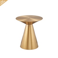 Vente en gros Table d'appoint de salon personnalisée pour la maison Table basse de luxe simple ronde en acier inoxydable dorée