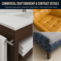 Ensembles de chambre d'hôtel commerciaux modernes avec chaise longue en velours orange et design à panneaux en bois pour suites de boutique