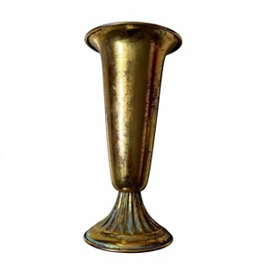 Traditional Design Flower <b>Vase</b> Gold Finish Handmade Floor Display Metal <b>Vases</b> Wedding Event Decoration Supplies Gold Flower Pot - Product Image 1