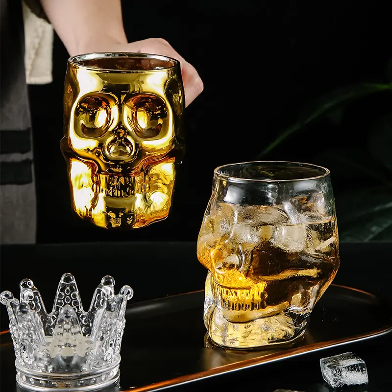 Halloween Customizable Creative Halloween Funny High Value Skull Glass Whiskey Cocktail Cup