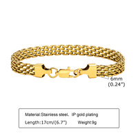 Pulsera de Joyería de Moda Tipo Correa de Reloj con Eslabones de Acero Inoxidable 316 Chapado en Oro de 18K para Mujer y Hombre