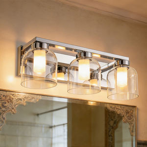 Applique murale moderne de luxe pour salle de bain, finition argentée, abat-jour créatif en double verre transparent, pour hôtel et décoration intérieure - Product Image 1