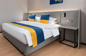 Modern Hotel <b>Bed</b> with Bedding <b>Sheets</b> MDF Panel wood Twin Size <b>Single</b> <b>Bed</b> Frame with Wood Panel Headboard for 3-Star Hotel Room - Product Image 6