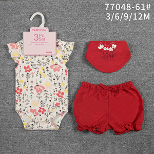 Conjuntos <span class=keywords><strong>de</strong></span> <span class=keywords><strong>Ropa</strong></span> para Bebé Recién Nacido <span class=keywords><strong>de</strong></span> 0 a 6 Meses para Niño, Conjunto <span class=keywords><strong>de</strong></span> 3 Piezas, Mameluco sin Mangas + Pantalones con Babero, Estilo Informal - Product Image 4