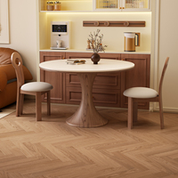 Moderner Minimalistischer Runder Holz-Esstisch Premium Schiefertisch und Stuhl-Set Mit Drehplatte für den Haushalt