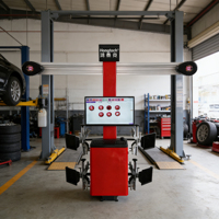 Ensemble de pont élévateur à quatre poteaux Hongtech et machine d'alignement 3D des quatre roues avec équilibreuse de roues 250W, capacité 50 kg