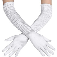 Gants de mariage plissés en satin pour femmes, protection solaire, performance, danse, cérémonie