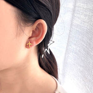 Boucles d'oreilles pour femme en acier inoxydable 316L plaqué or 14k 18k PVD, couleur or personnalisée, motif avion, tendance - Product Image 3