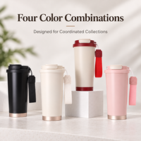 Mug de voyage isotherme en acier inoxydable 500 ml, gobelet sous vide avec couvercle et sangle, logo personnalisé, isolation thermique 6-12 heures, coffret cadeau