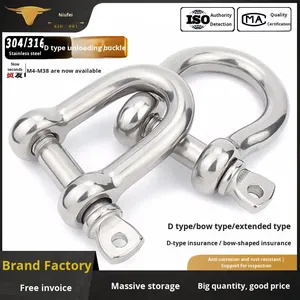 Grillete de elevación de acero inoxidable 304 con anillo en D de ojo, para cuerda de alambre y cadena, con forma de U y <span class=keywords><strong>herradura</strong></span> - Product Image 2