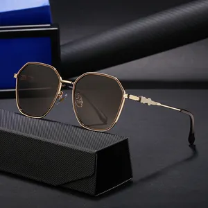 Partagas 2024 Wholesale Fashon Trendy Designer Metal Big Polygon Frame UV400 Shades Sun Glasses Sunglasses for Men