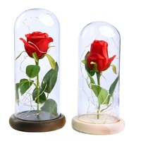 Hochwertige Rote Konservierte Rose im Glas mit LED-Beleuchtung - Schlafzimmer Valentinstag Chinesisches Neujahr Weihnachten Erntedankfest Geschenk