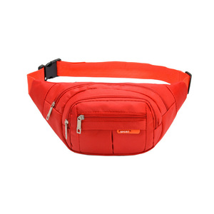 Waterproof Waist Bag Unisex Large Capacity Multi Functional Outdoor Sports Fanny Pack Red Solid Color Detachable Strap - Product Image 1