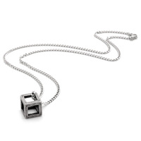 Collier pendentif cube creux pour hommes et femmes, chaîne de couple géométrique minimaliste, vente en gros