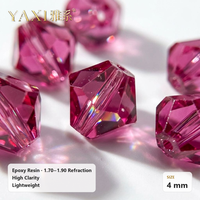 Perles de diamant à double pointe facettées Camélia 4 mm en résine époxy écologique durable avec trou pour feutre de milliner