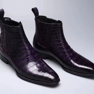 Stivali da uomo di lusso scarpe grandi <span class=keywords><strong>dimensioni</strong></span> in vera pelle di <span class=keywords><strong>coccodrillo</strong></span> stivaletti scarpe uomo di alta qualità uomini stivali Chelsea scarpe - Product Image 1