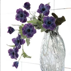 Venda por atacado de flores artificiais de látex com toque real de anemones - Product Image 1