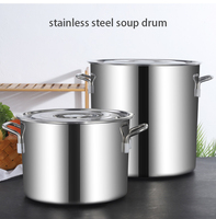 Seau à soupe en acier inoxydable, grand seau commercial avec doubles anses et couvercle, seau à eau ménager de grande capacité, marmite à soupe