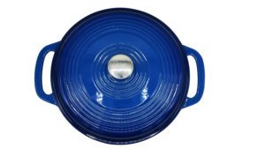 Cocotte en fonte émaillée bleue pour la <span class=keywords><strong>cuisson</strong></span> du pain au levain, avec couvercle, pot à gratin rond pour les boulangers à domicile - Product Image 4