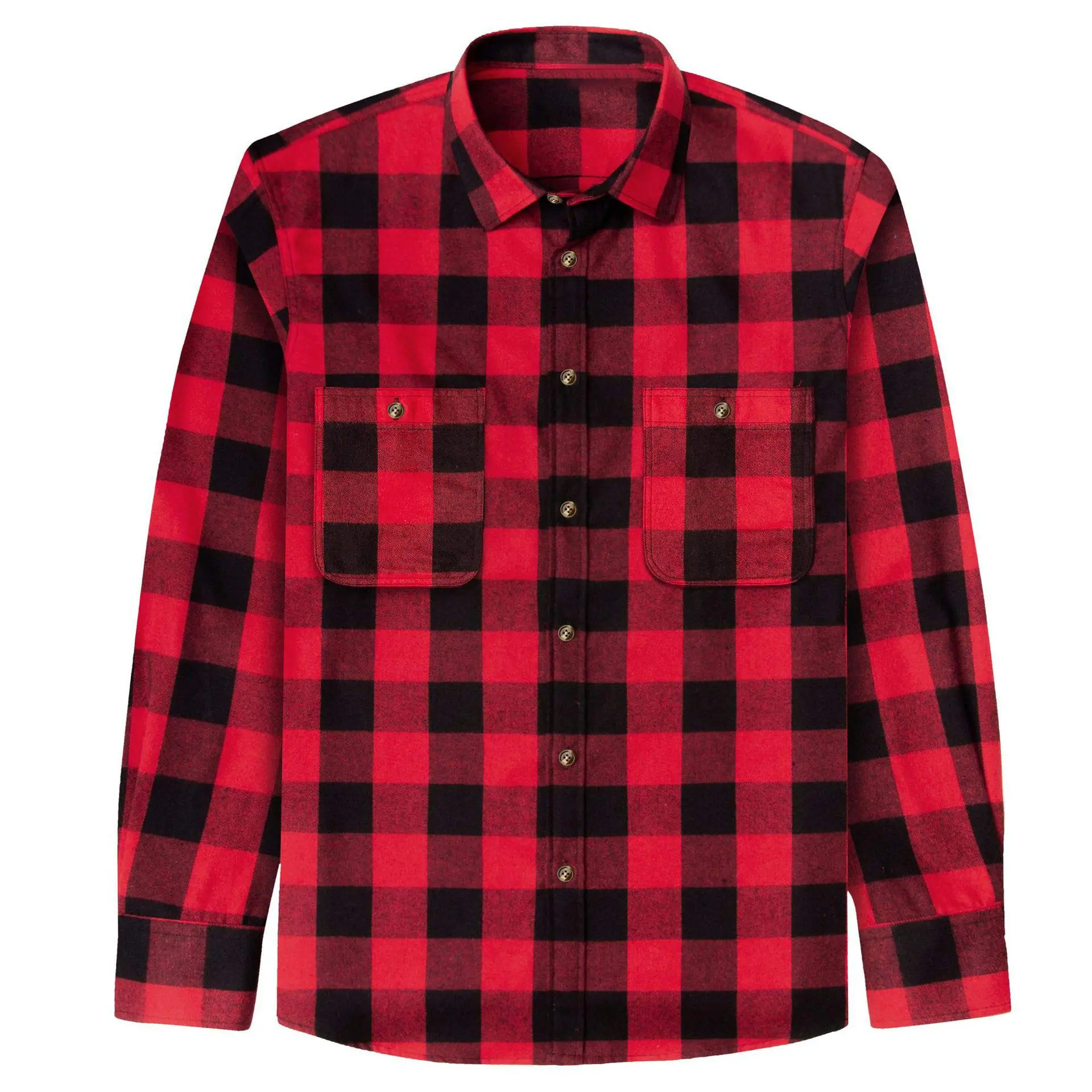 Men's Flannel Plaid Shirts Button Down Regular Fit Long Sleeve Casual Shirts Pure Cotton